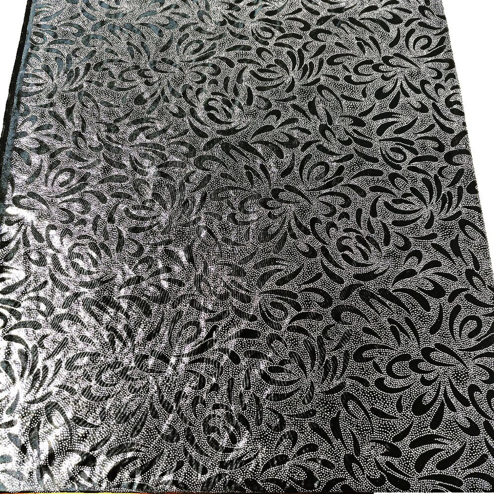 Stretch Lycra Black White Paisley Shimmer 2 yrds 9” NOS